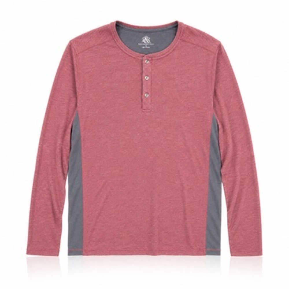 Rock Republic Henley Shirt Mens XL Red Colorblock Long Sleeve Tagless